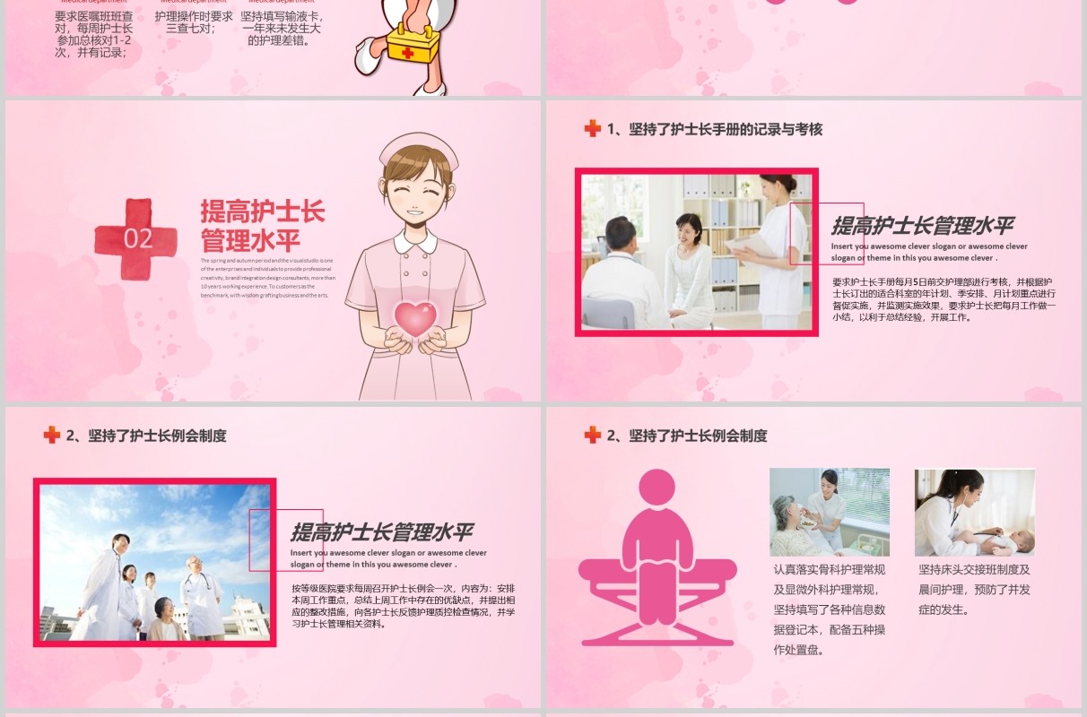 白衣天使简洁时尚护士长年终述职报告PPT模板