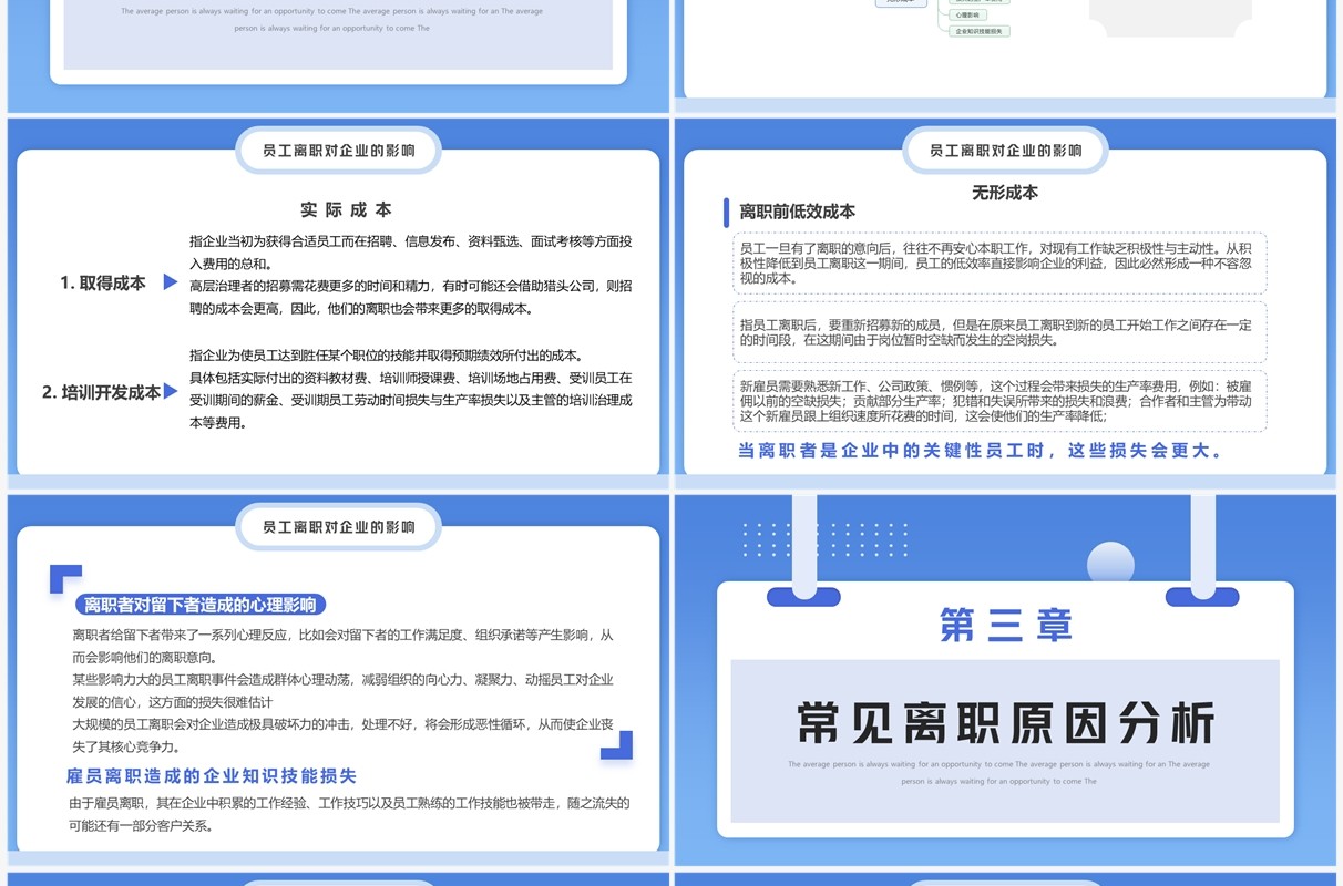 蓝色简约风如何降低员工离职率PPT模板