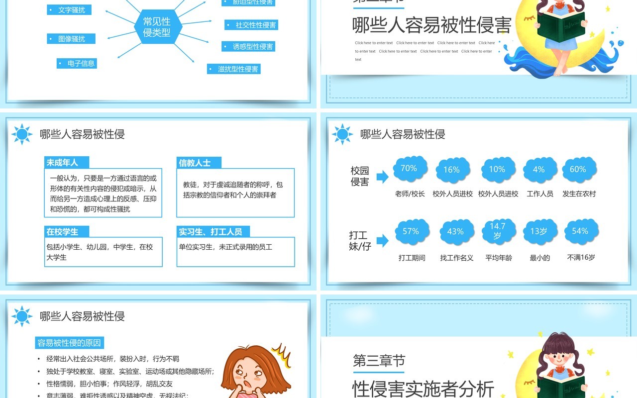 蓝色卡通可爱预防性侵害安全教育PPT动态模板