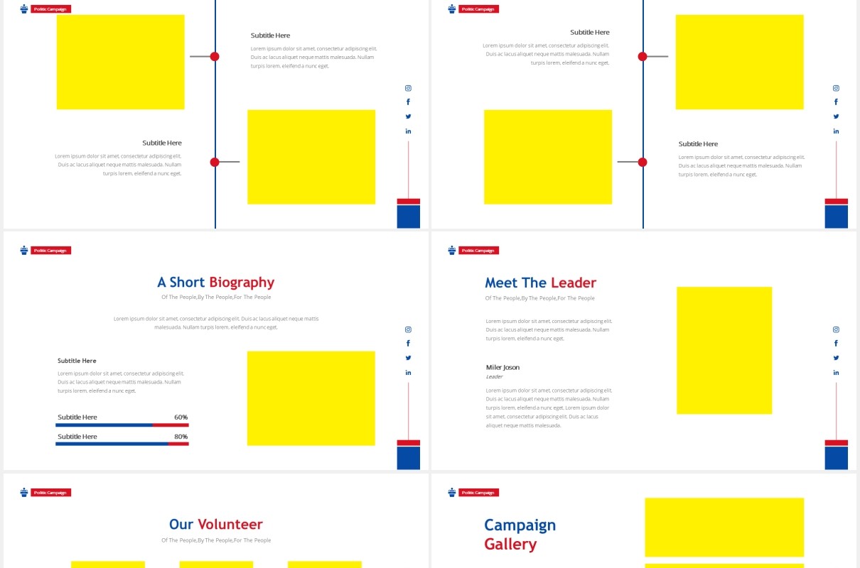 公司宣传商业计划报告PPT图片排版设计素材Political Party Powerpoint Template