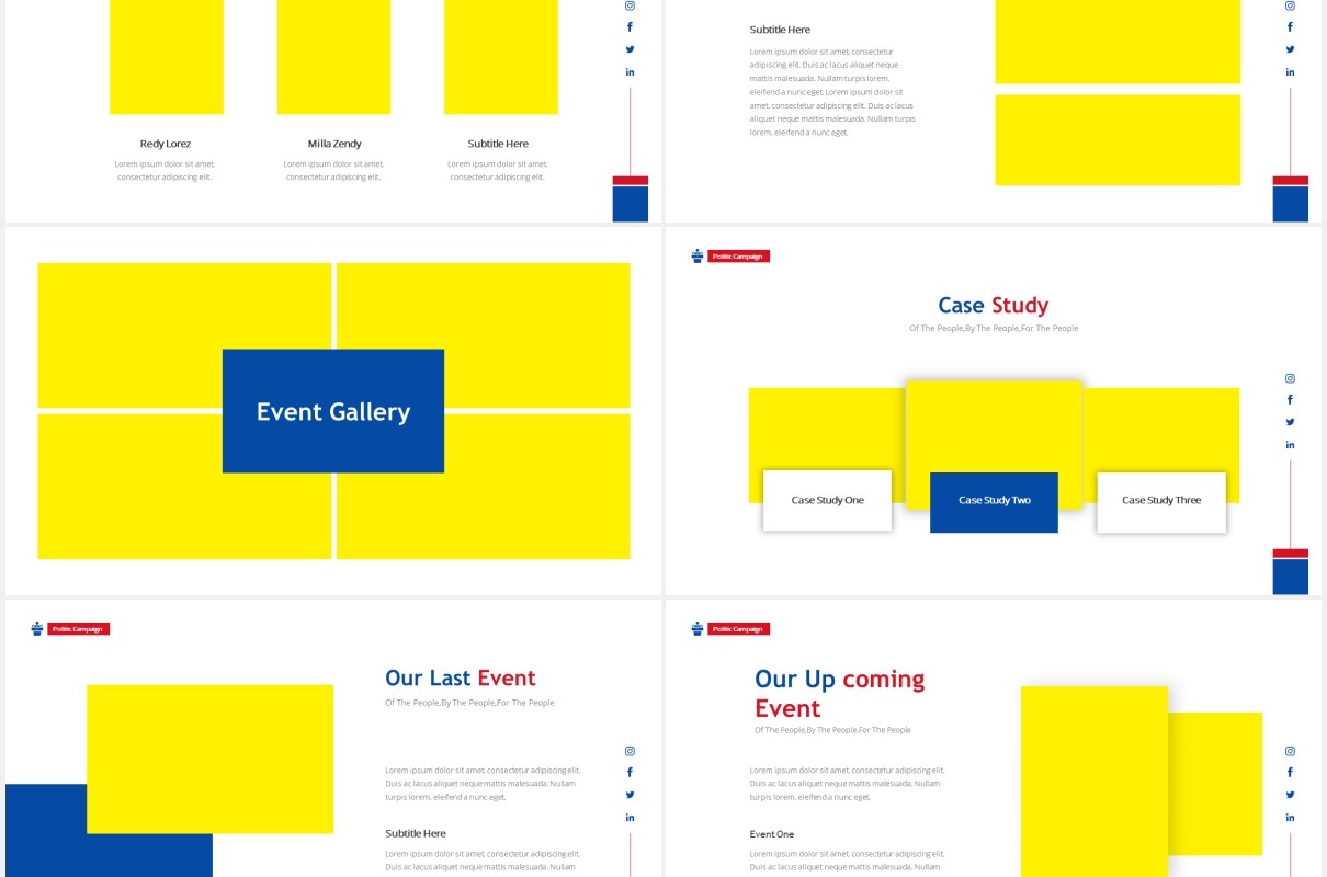 公司宣传商业计划报告PPT图片排版设计素材Political Party Powerpoint Template
