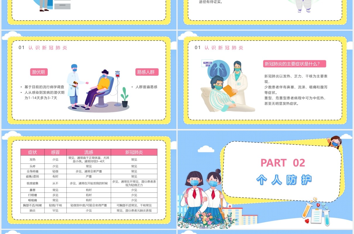 学校校园安全教育开学防疫主题课件PPT模板