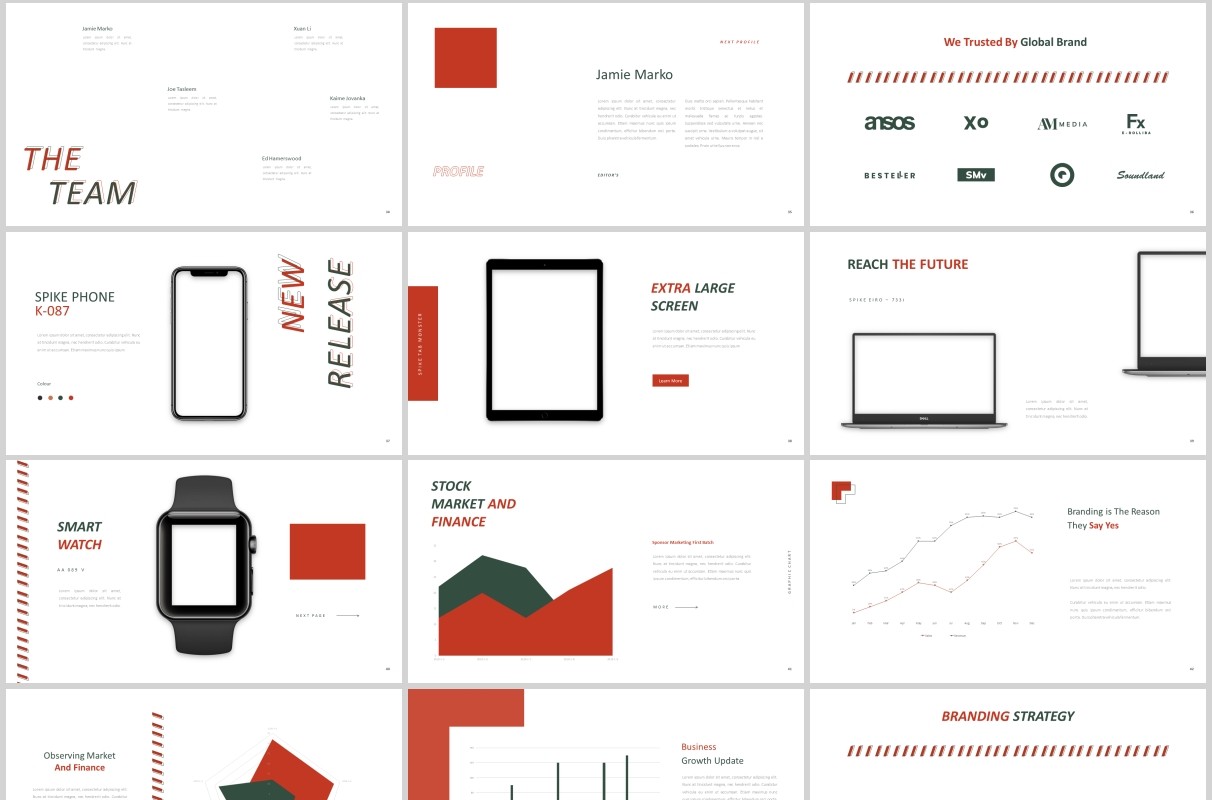 简约图片占位符排版设计PPT模板Spike Powerpoint
