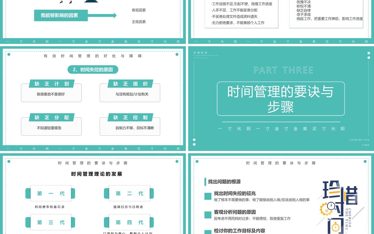绿色简约风有效的时间管理PPT模板