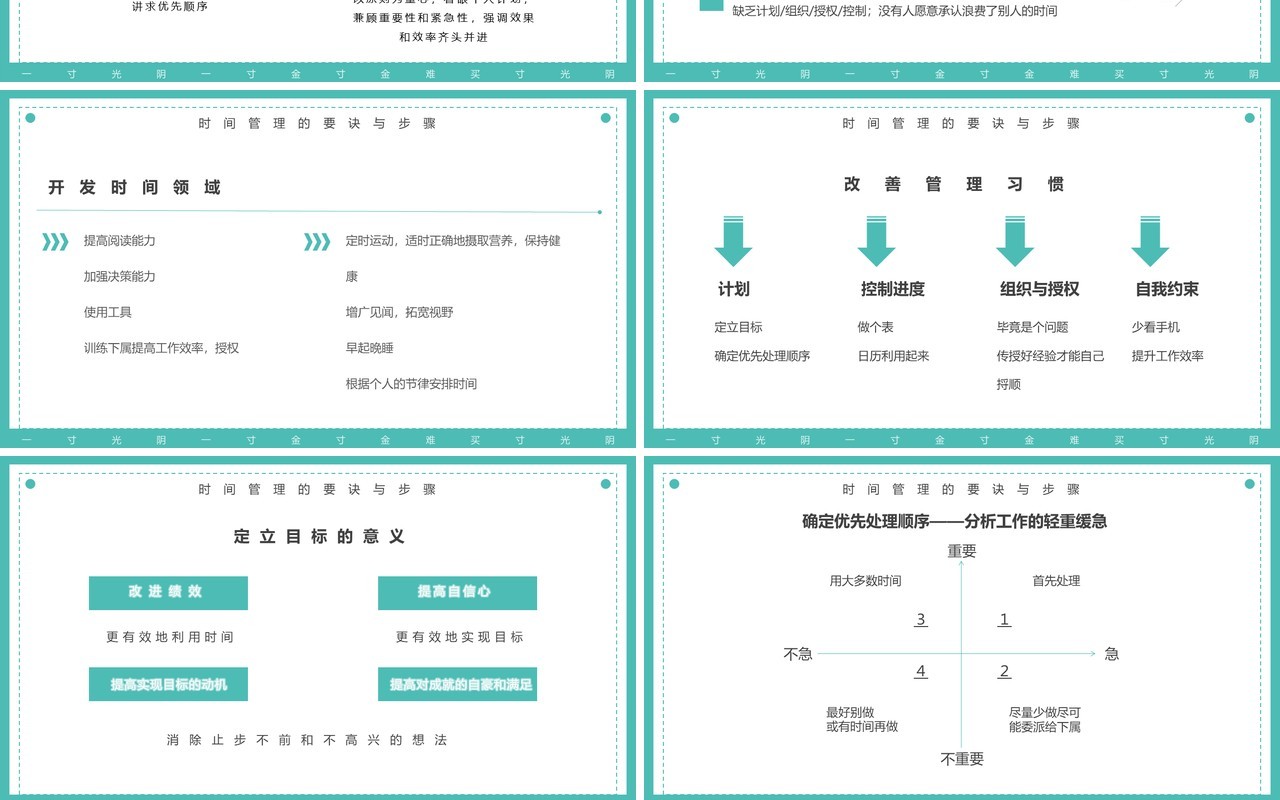 绿色简约风有效的时间管理PPT模板
