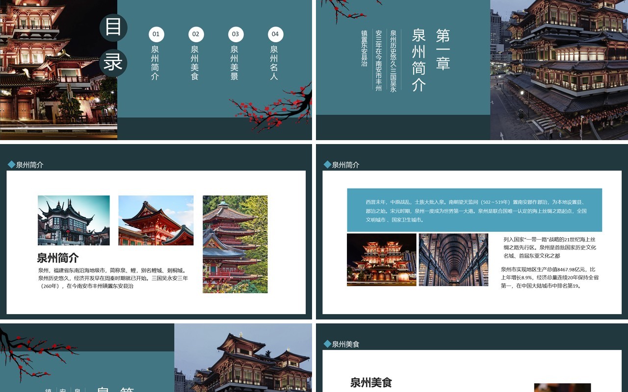 泉州旅游城市文化介绍动态PPT模板