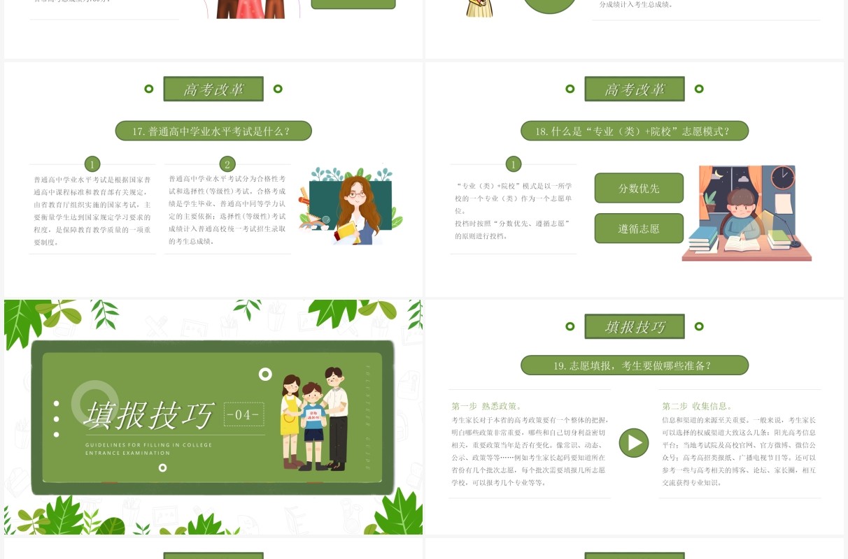 绿色简约风高考志愿填报知识指南PPT模板