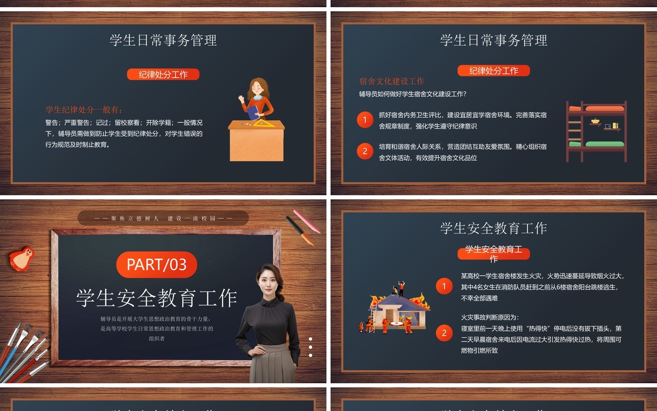 棕色简约风高校辅导员岗前培训PPT模板