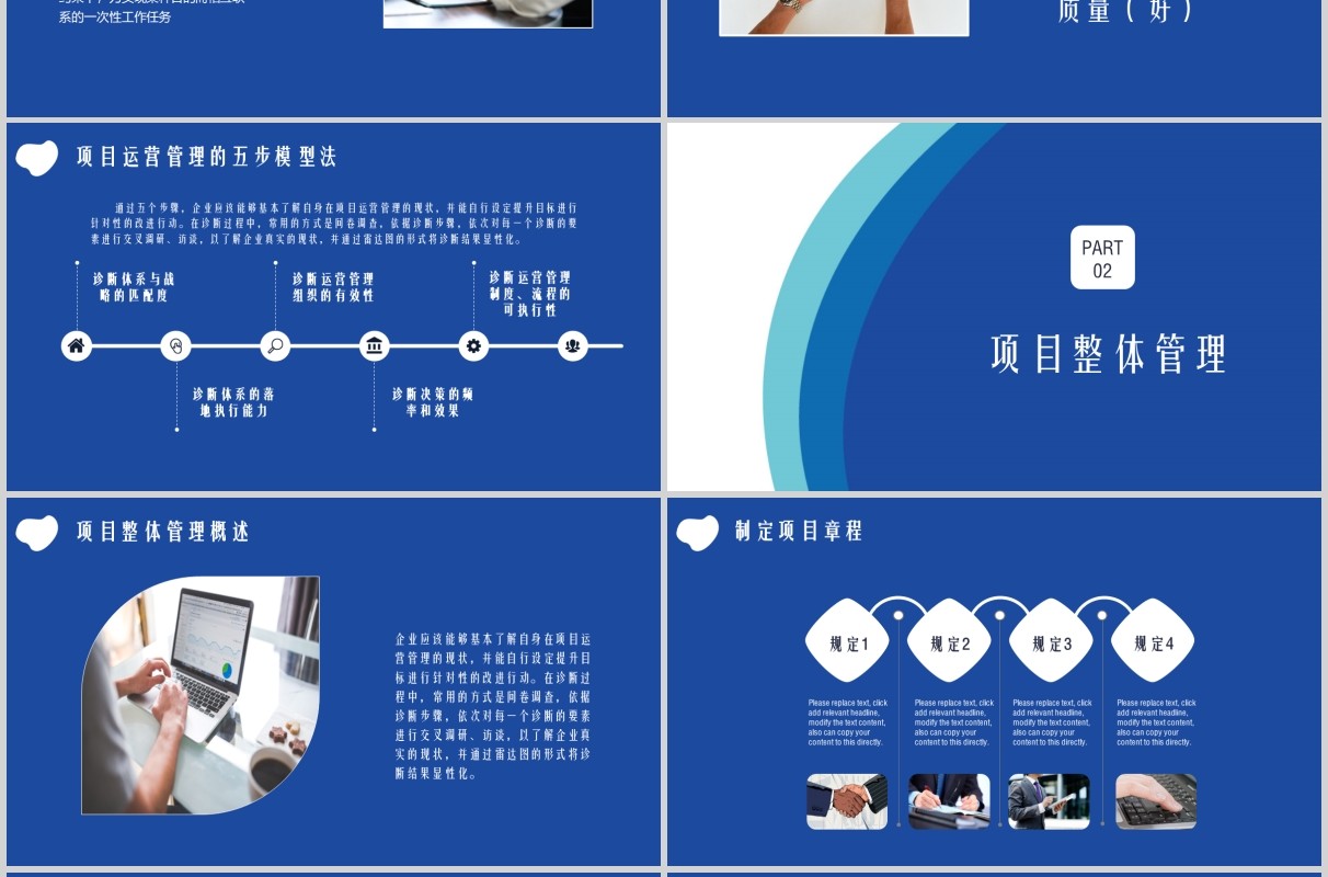 蓝色商务项目管理执行实务PPT模板