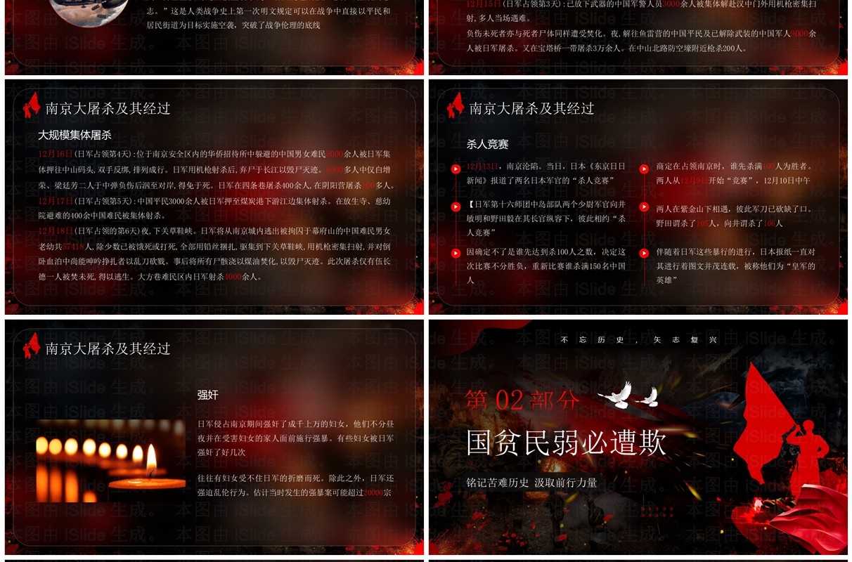铭记历史南京大屠杀纪念日介绍PPT模板