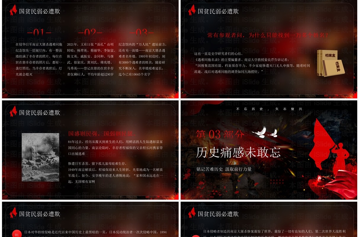 铭记历史南京大屠杀纪念日介绍PPT模板