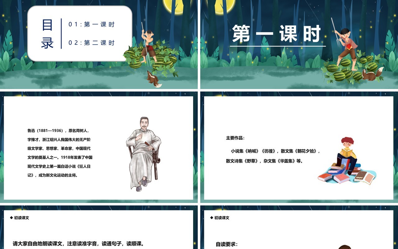 部编版六年级语文上册少年闰土课件PPT模板
