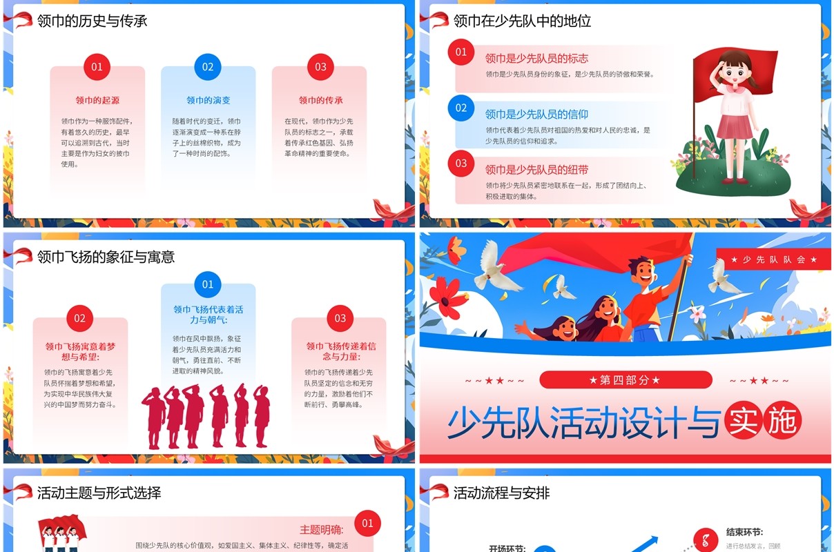红色卡通风中国少年先锋队诞辰日PPT模板