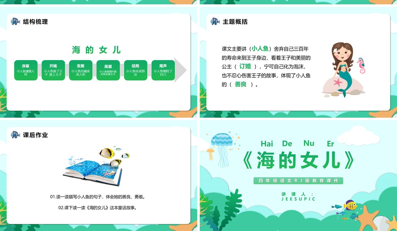 部编版四年级语文下册海的女儿课件PPT模板