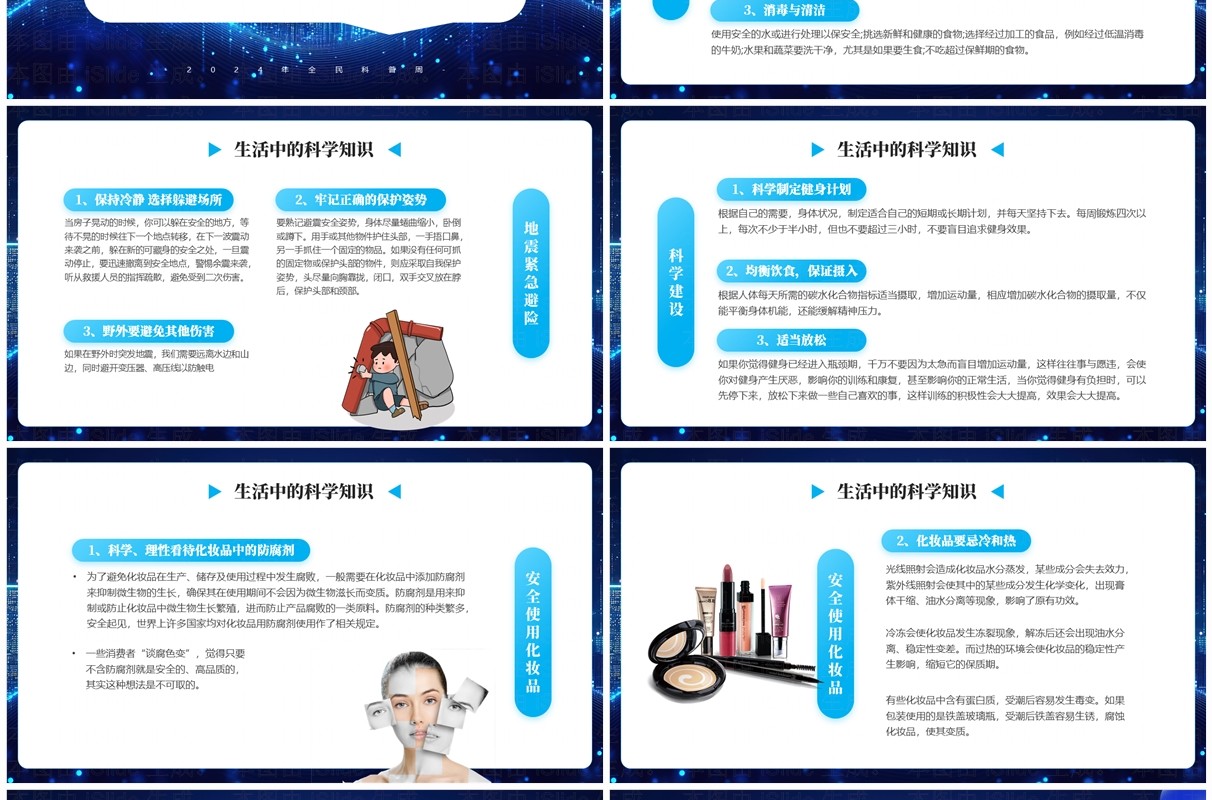 蓝色简约风2024全民科普周主题宣传PPT模板