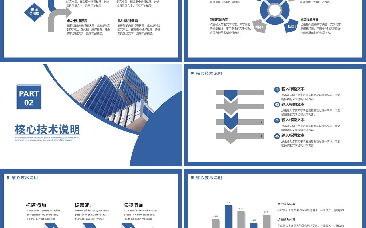 简约蓝色项目投资报告商业计划书方案PPT模板