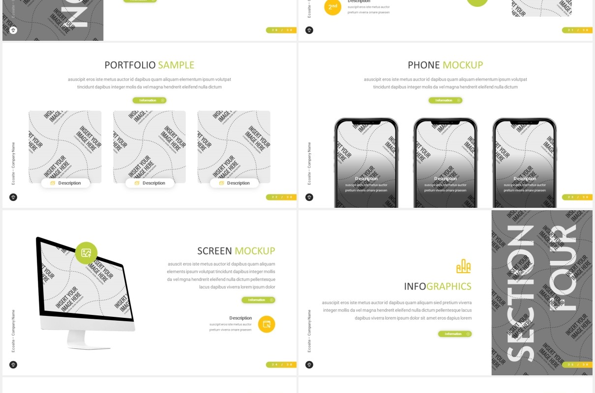 绿色生态环保PPT图片排版模板Ecosite - Eco Powerpoint Template