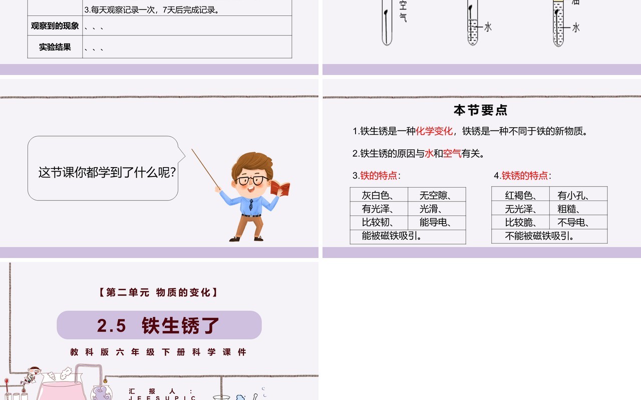 教科版六年级科学下册铁生锈了课件PPT模板