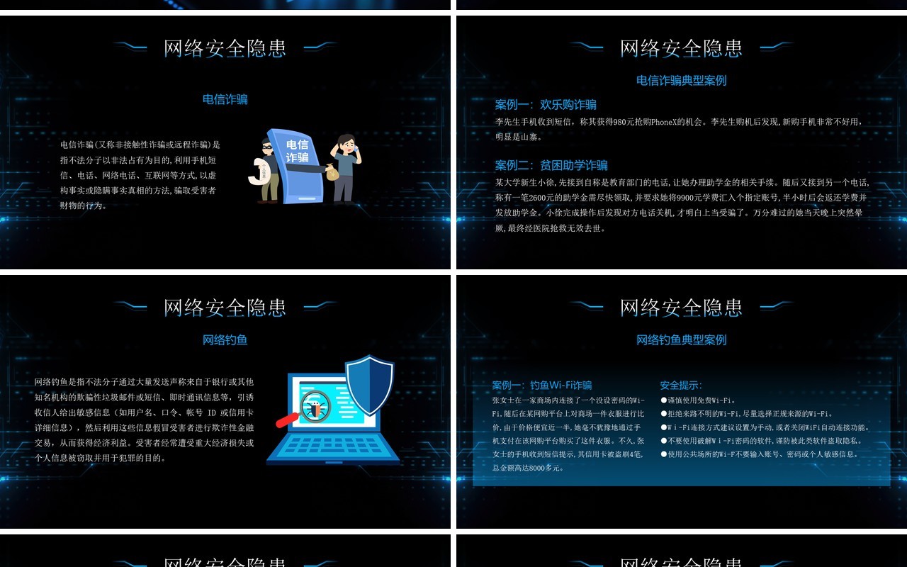 蓝色科技风网络安全讲座PPT模板