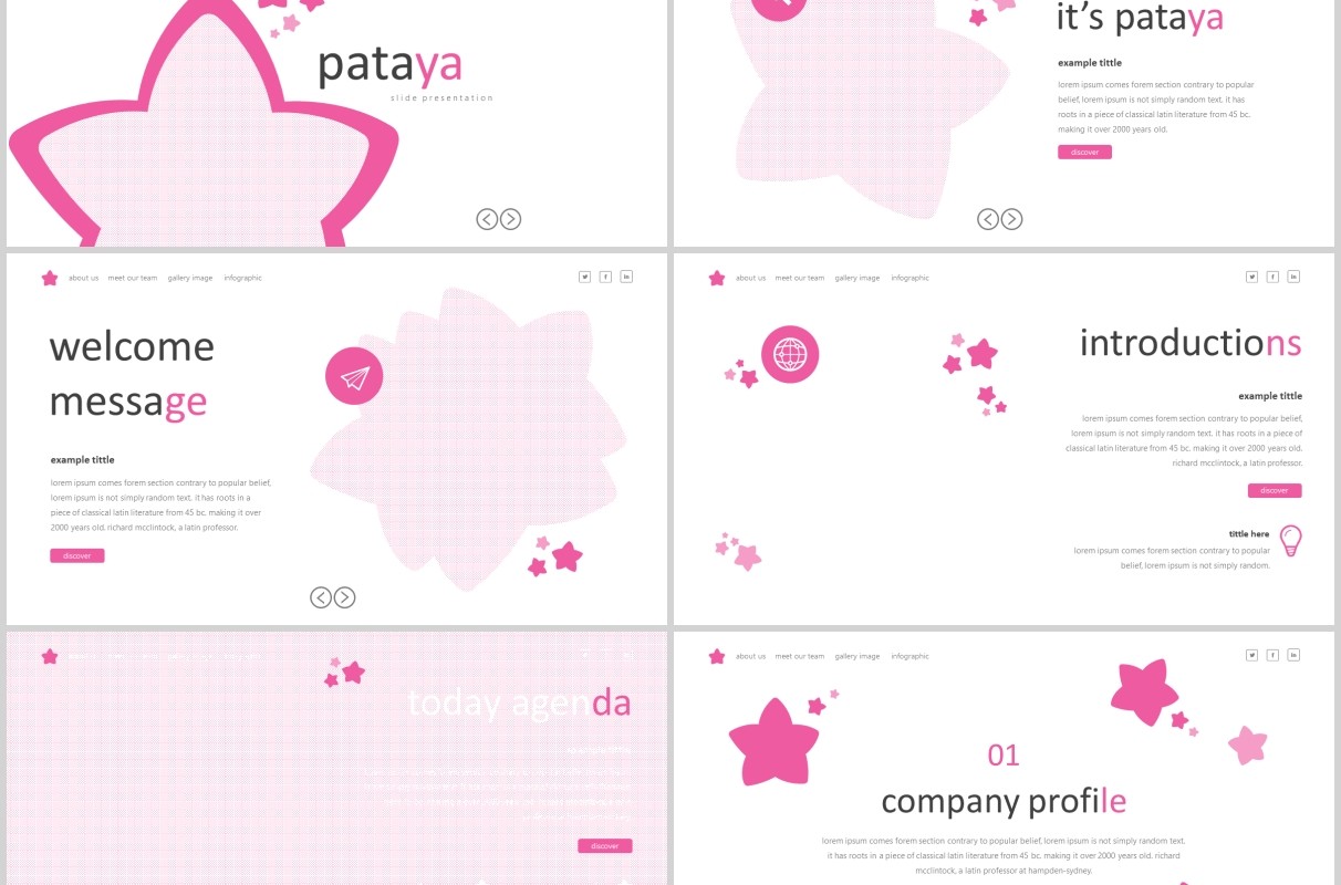 粉色可爱PPT模板版式通用Pataya Powerpoint Template