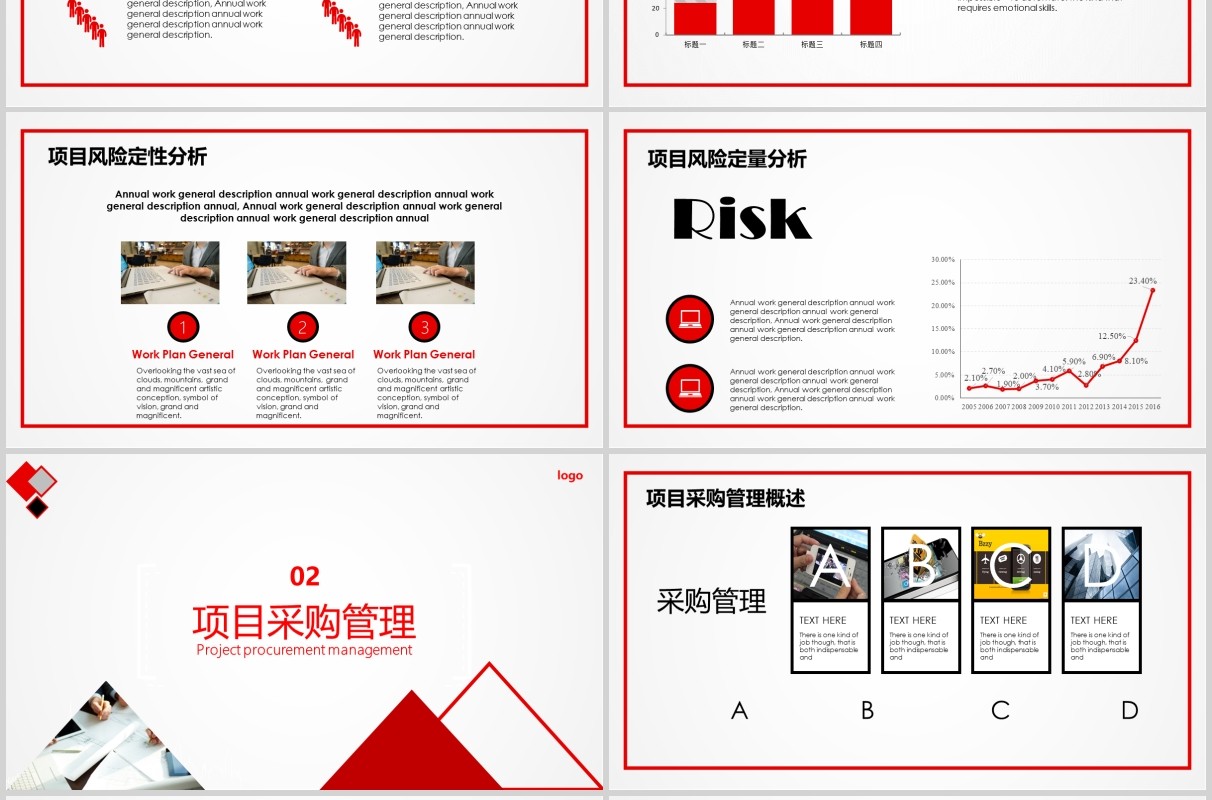 简洁红色项目管理操作实务PPT模板