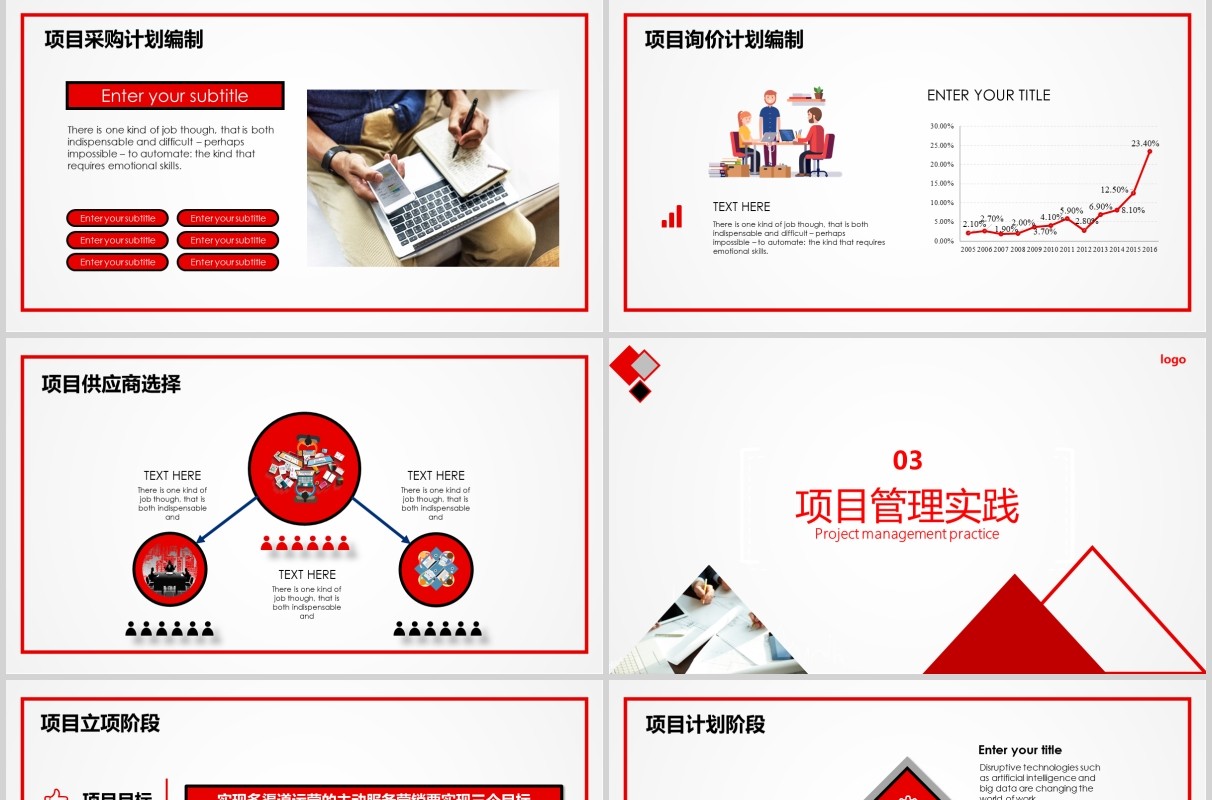 简洁红色项目管理操作实务PPT模板
