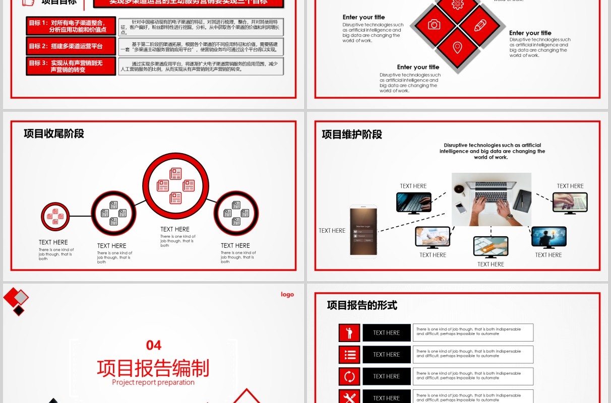 简洁红色项目管理操作实务PPT模板