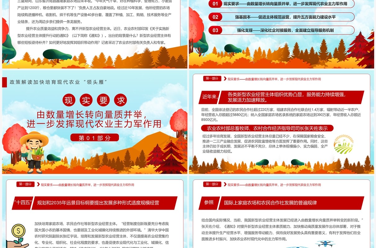 蓝色卡通加快培育现代农业领头雁PPT模板