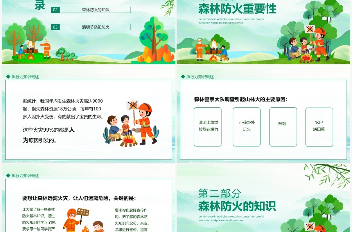 平安清明森林防火清明节森林防火安全教育动态PPT模板