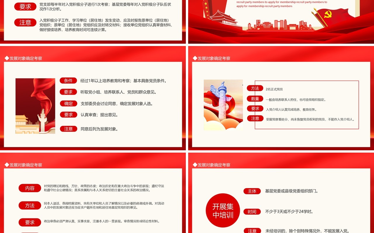 发展党员工作流程永远跟党走动态PPT模板