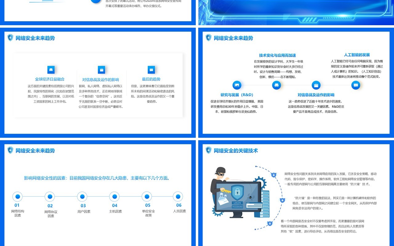 蓝色科技风网络安全教育主题班会动态PPT模板