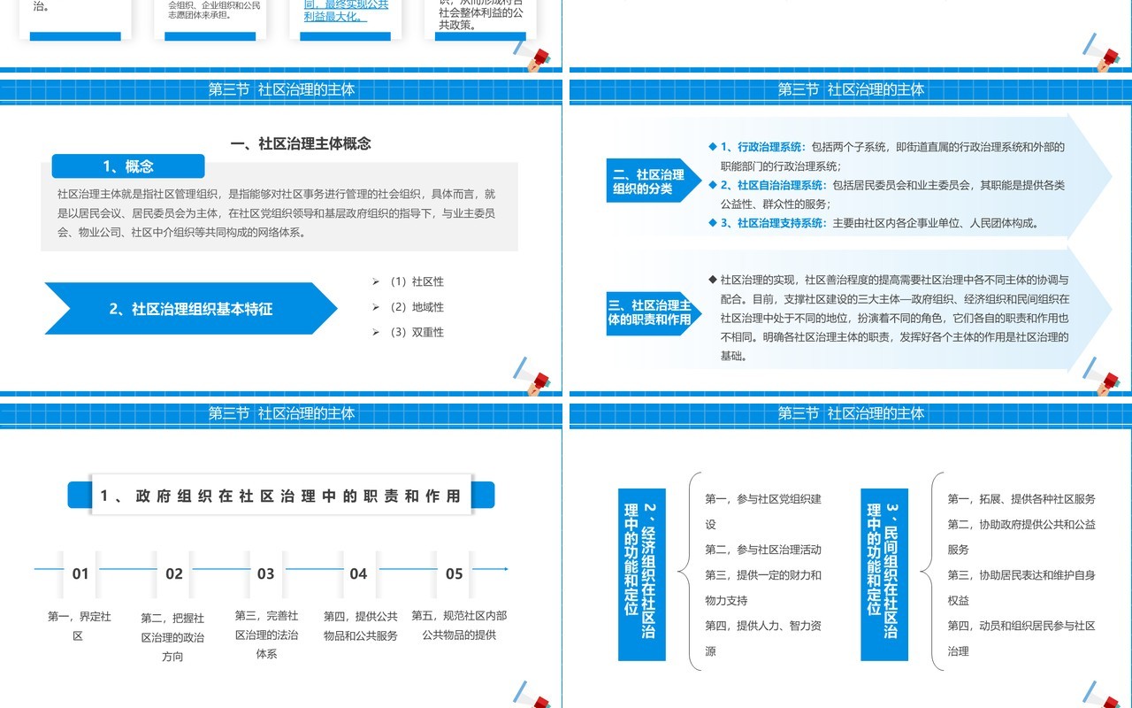 蓝色简约风社区治理学习培训PPT模板