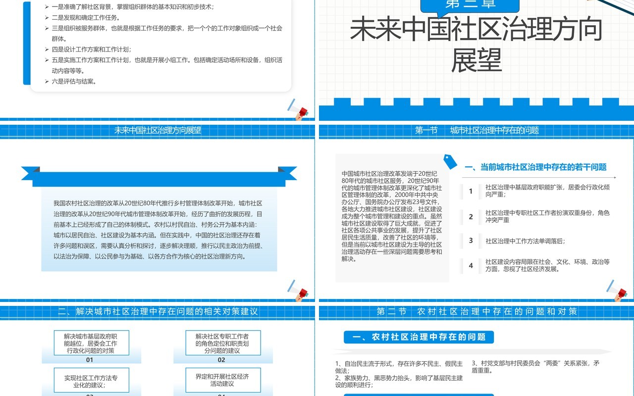 蓝色简约风社区治理学习培训PPT模板
