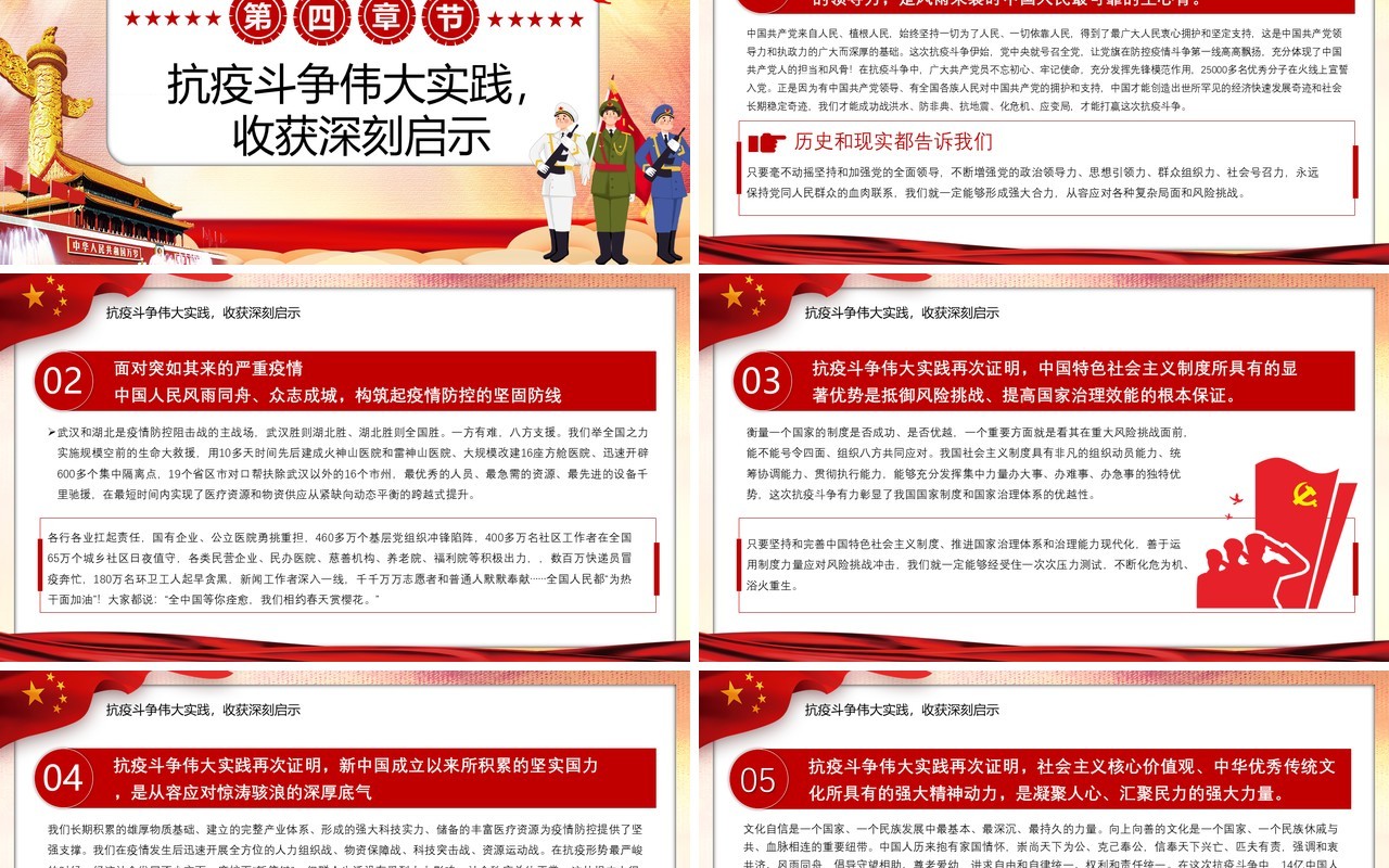 红色党建党政风全国抗击新冠肺炎伟大精神疫情表彰大会重要讲话党课PPT模板