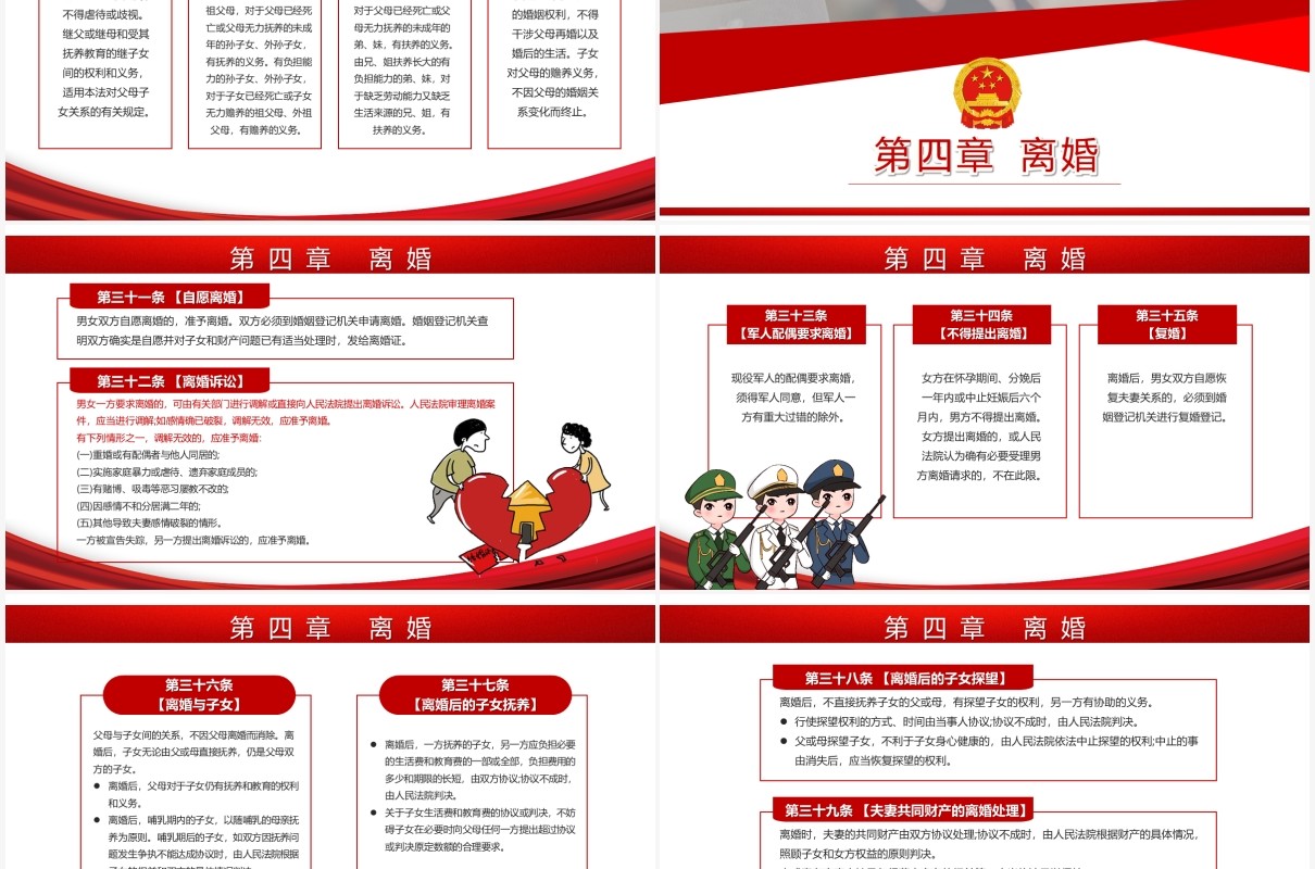 简约红色中华人民共和国婚姻法PPT模板