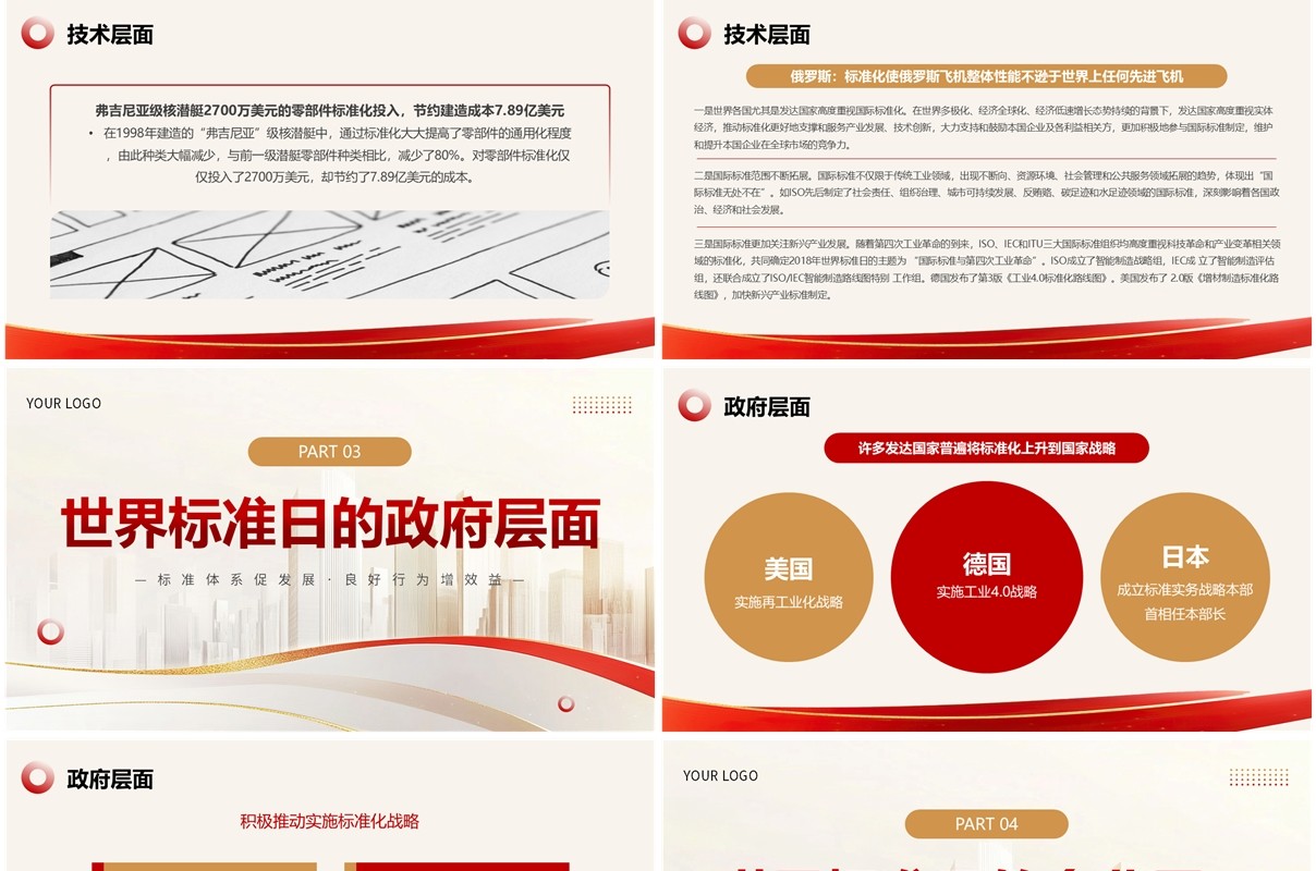 红金简约风2024世界标准日PPT模板