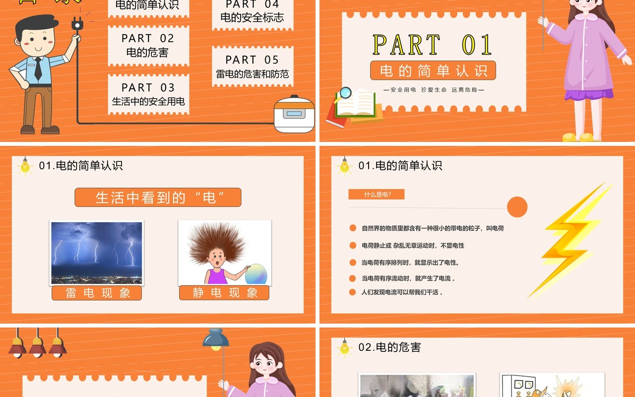 安全用电需谨慎用电规范保平安中小学生安全教育培训主题班会课件PPT模板