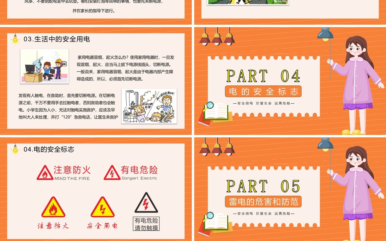 安全用电需谨慎用电规范保平安中小学生安全教育培训主题班会课件PPT模板