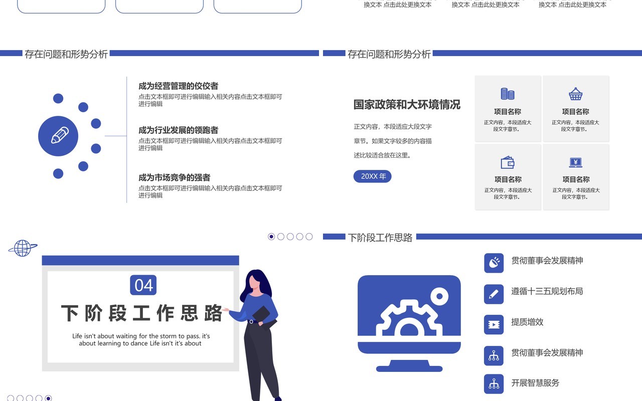 扁平风经营分析工作报告动态PPT模板