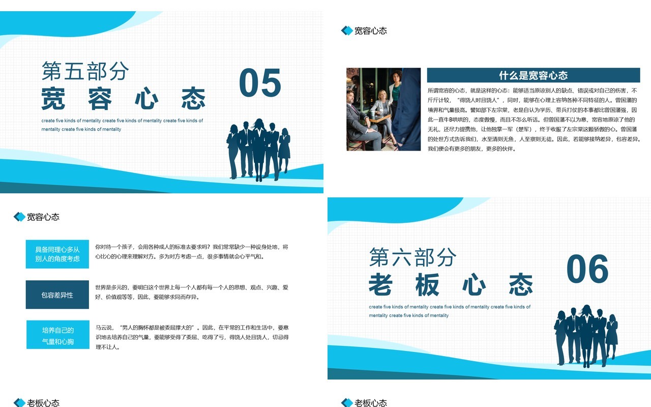 企业员工管理培训塑造五种心态动态PPT课件模板