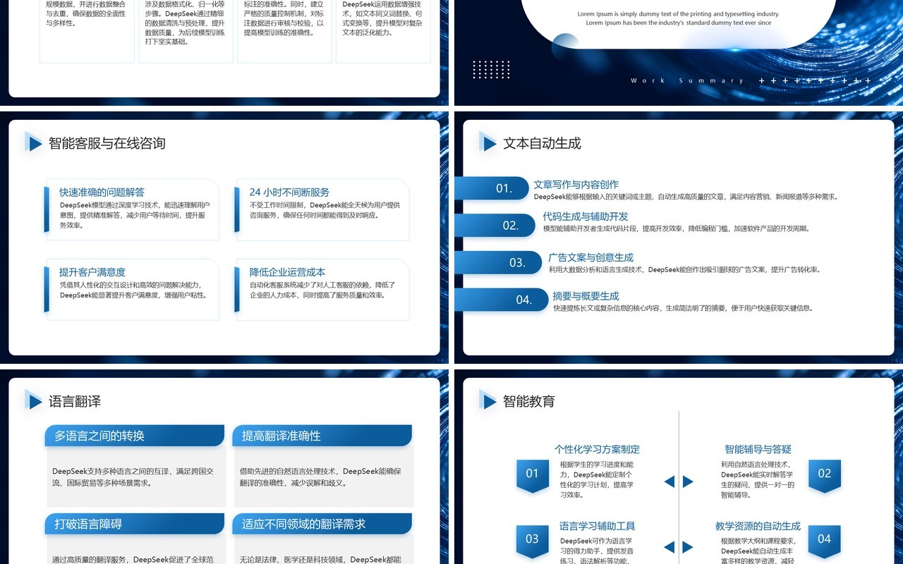 蓝色DeepSeek人工智能语言模型PPT模板