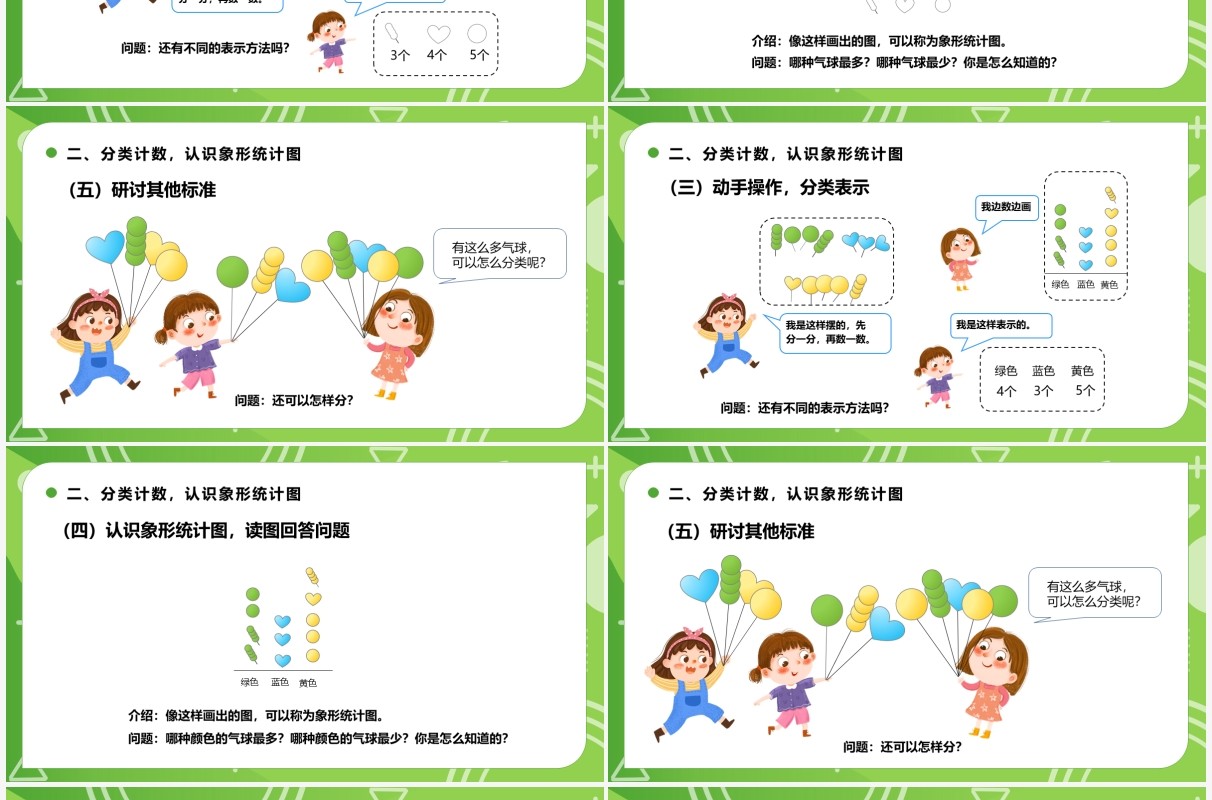部编版一年级数学下册象形统计图课件PPT模板