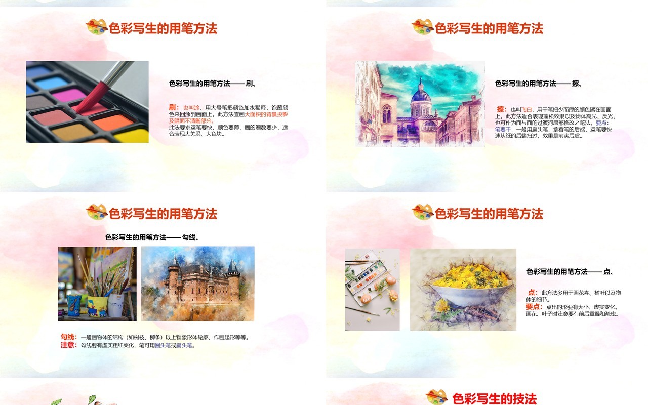 水粉入门基础美术教学培训PPT模板