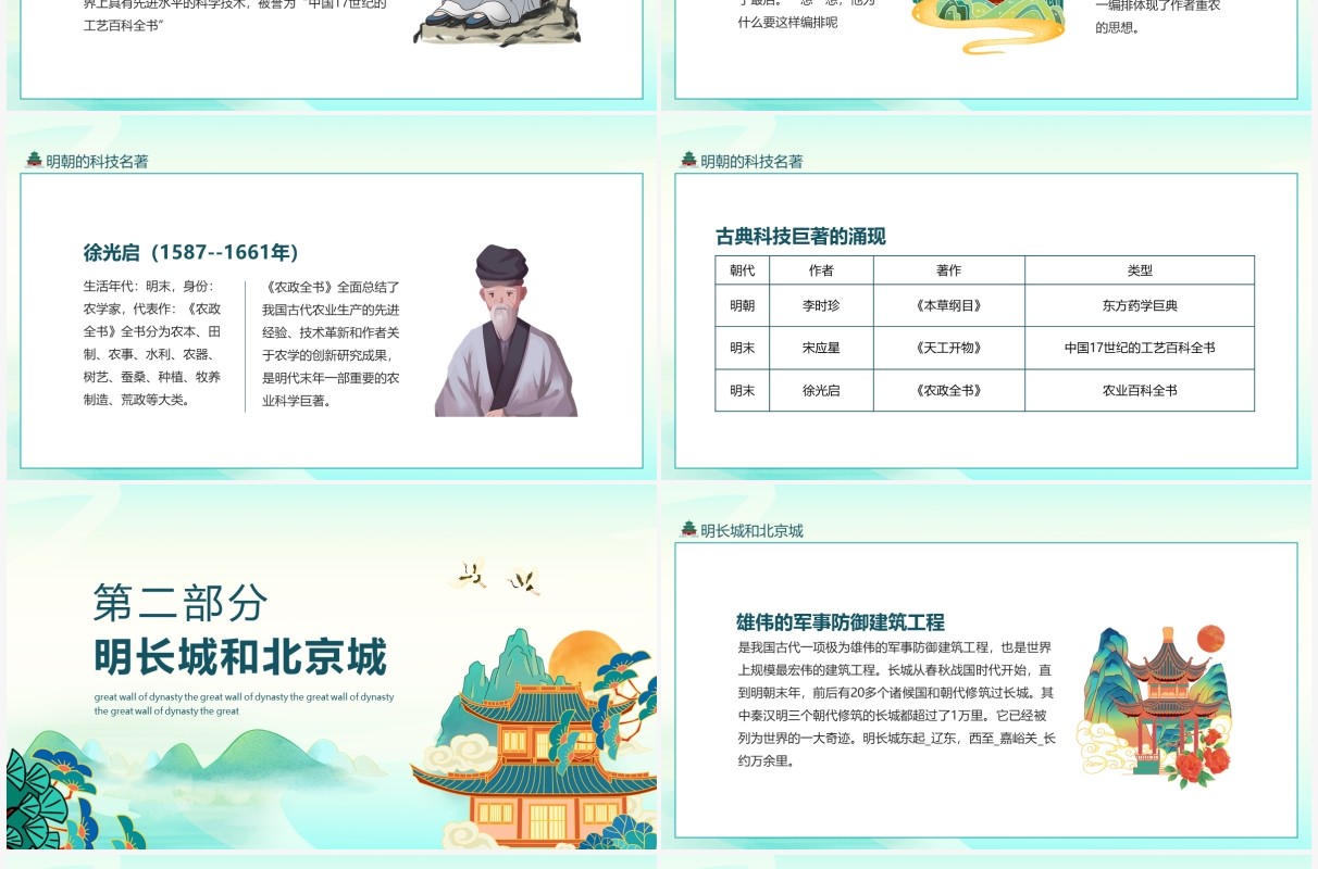 明朝建筑明长城科技名著小说戏剧动态PPT模板