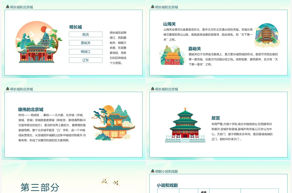 明朝建筑明长城科技名著小说戏剧动态PPT模板