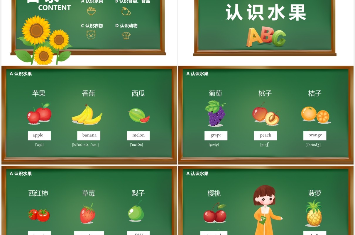 常用英语单词完整动态教学课件通用PPT模板