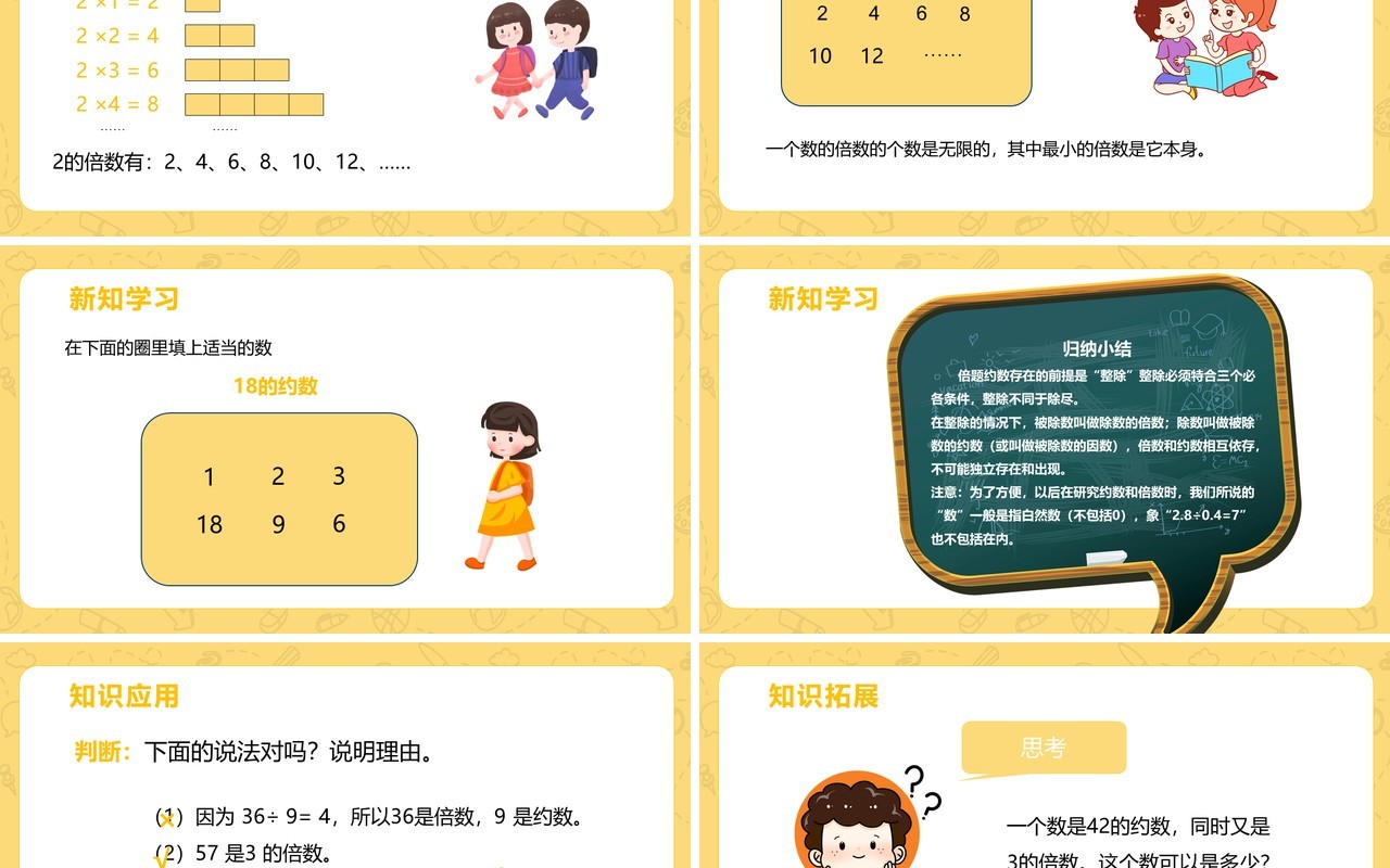 部编版五年级数学下册约数和倍数的意义课件PPT模板