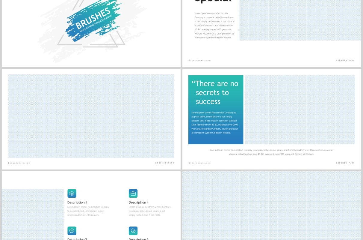 创意笔刷工作汇报图文排版PPT模板Brushes Powerpoint Template