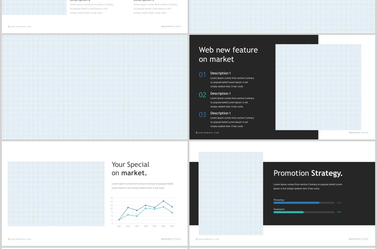 创意笔刷工作汇报图文排版PPT模板Brushes Powerpoint Template