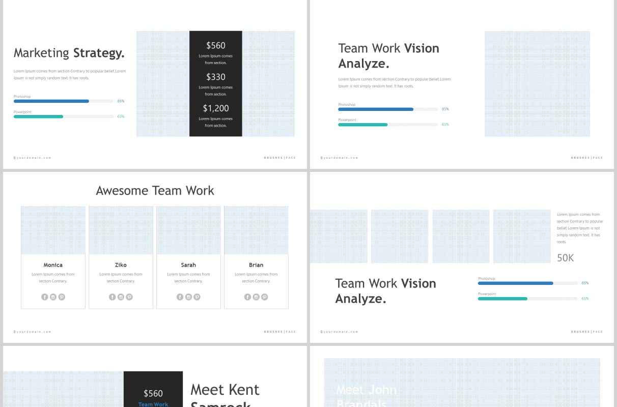创意笔刷工作汇报图文排版PPT模板Brushes Powerpoint Template